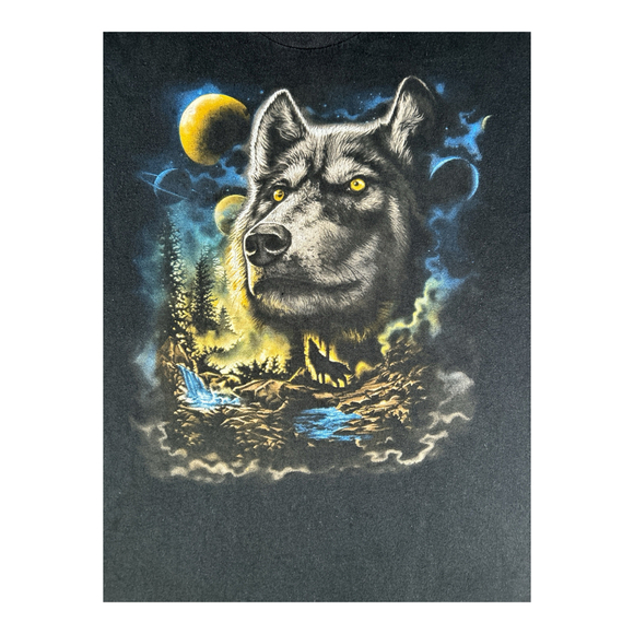VTG Wolf Forest DOM Graphic T-Shirt Men's XL 90s - Picture 1 of 4